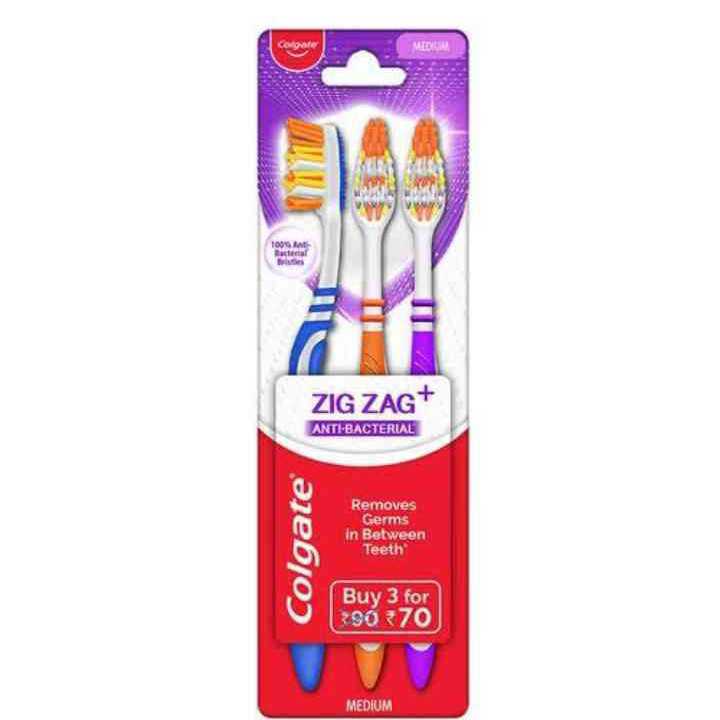 Colgate Zig Zag Anti Bacterial Tooth Brush Medium 3 N