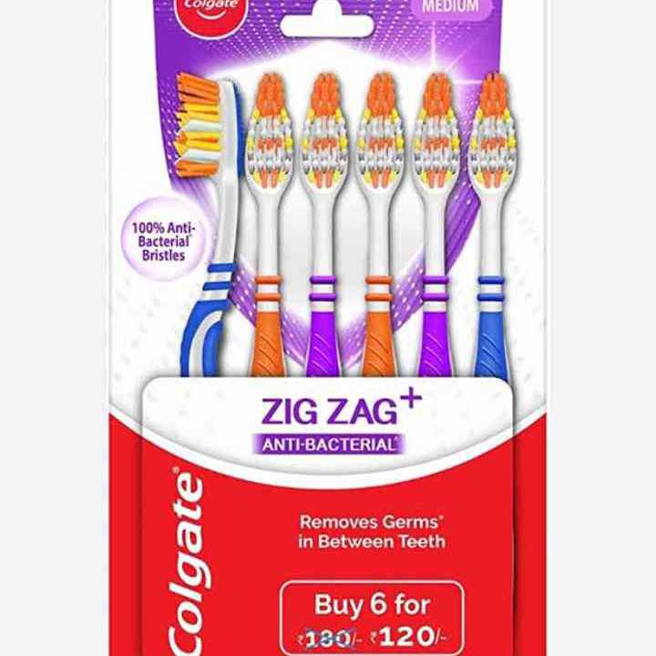 Colgate Zig Zag Anti Bacterial Tooth Brush Medium Pack of 6 Pieces