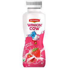 Britannia Winkin Cow Strawbericious Thick Milkshake – Sweet Fruity Flavour, Rich In Calcium, 180 ml