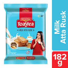 Britannia Toastea Milk/Doodh Rusk – Crunchy, Zero Trans Fat, Ready To Eat, 182 g