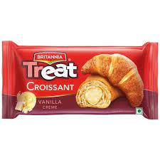 Britannia Treat Croissant – Vanilla Creme Filling, 100 Veg, Soft, 45 g