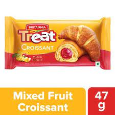 Britannia Treat Croissant – Mixed Fruit, soft, 100 Veg, 47 g