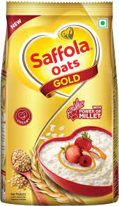 Saffola Oats Gold, Rolled Oats with Millet, Creamy Oats Pouch 400g