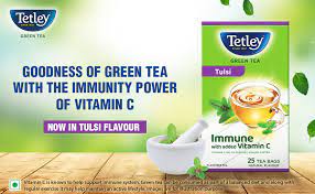 Tetley Green Tea Immune Tulsi With Added Vitamin C Natural Flavour 10Bags